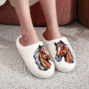 Horse Ranch Plush Slippers